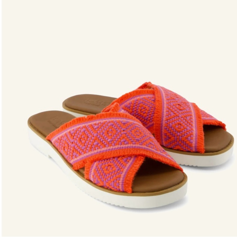 Tom’s NWT Mae Crossover Slide Sandal - Flame Global Woven